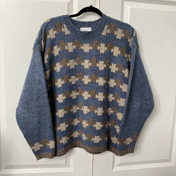Christopher & Banks Blue and Brown Patterned Sweater - Picture 1 of 7